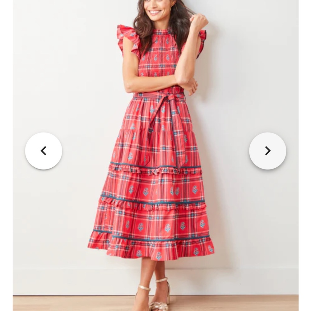 Printfresh Ready to Ruffle Organic Cotton Dress in Red Nostalgia Plaid Size XL